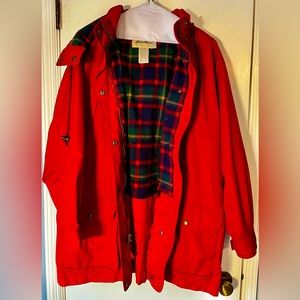 Eddie Bauer Womens Jacket Coat Red Zip
Up Flap Pockets Mock Neck Size M